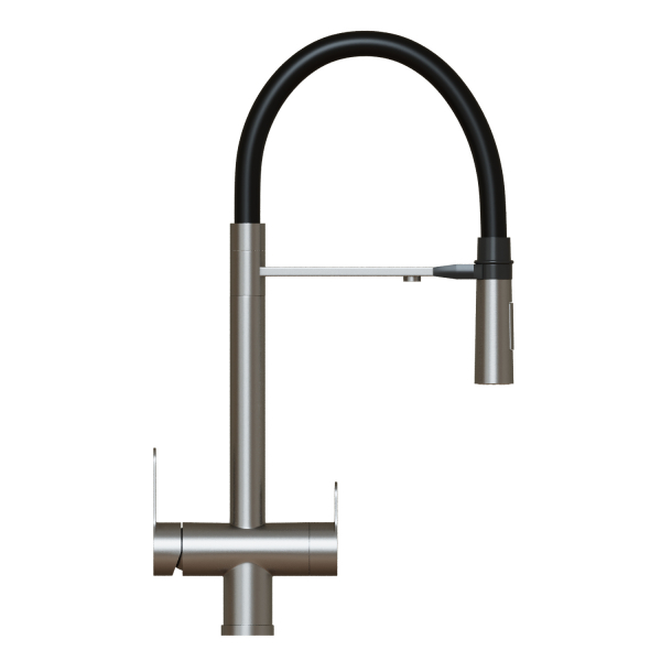 Смеситель для кухни 35k MIXLINE MLSS-0401 ЧЕРНЫЙ гиб. излив магнит, подкл.к фильтру, п/гайку САТИН